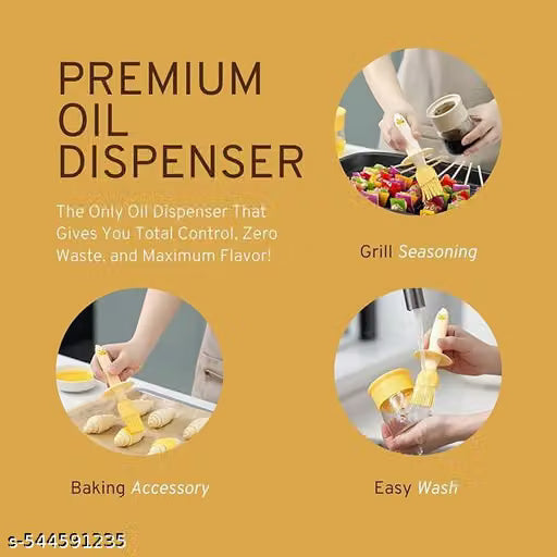 Oil Dispenser for Kitchen, 2 IN 1 Oil Dispenser Bottle with Silicone Basting Brush for Cooking Vinegar Sauce BBQ Grill Frying Baking,Air Fryer (pack of 2)