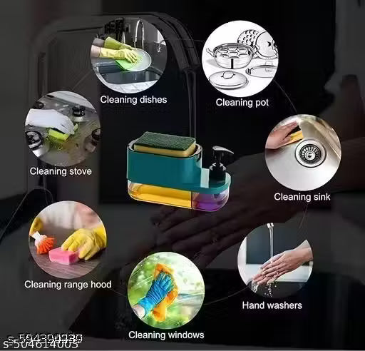 Space-Saving Kitchen Sink Organizer with Soap Dispenser Pack Of 1(MULTICOLOUR)