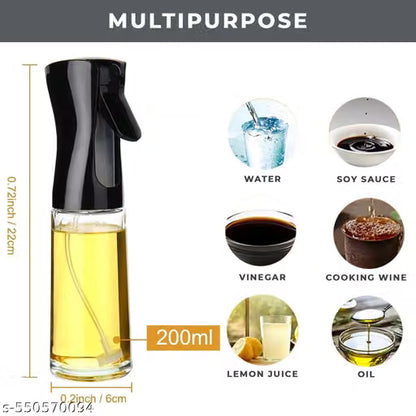 200ml Glass Oil Spray Dispenser for Cooking | Refillable Olive Oil Sprayer Mister for Fryer, BBQ, Salad & Frying | Food Grade Vinegar Sprinkler Bottle for Kitchen Use