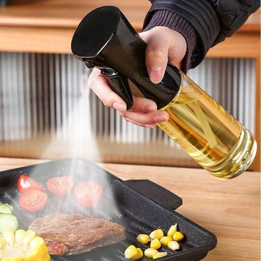 200ml Glass Oil Spray Dispenser for Cooking | Refillable Olive Oil Sprayer Mister for Fryer, BBQ, Salad & Frying | Food Grade Vinegar Sprinkler Bottle for Kitchen Use