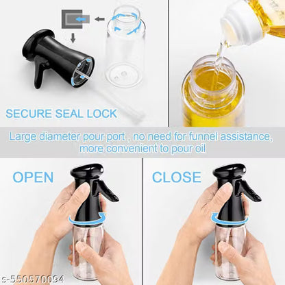 200ml Glass Oil Spray Dispenser for Cooking | Refillable Olive Oil Sprayer Mister for Fryer, BBQ, Salad & Frying | Food Grade Vinegar Sprinkler Bottle for Kitchen Use