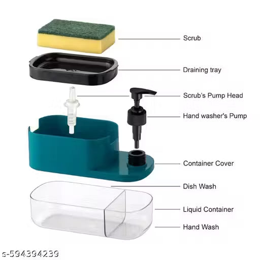 Space-Saving Kitchen Sink Organizer with Soap Dispenser Pack Of 1(MULTICOLOUR)