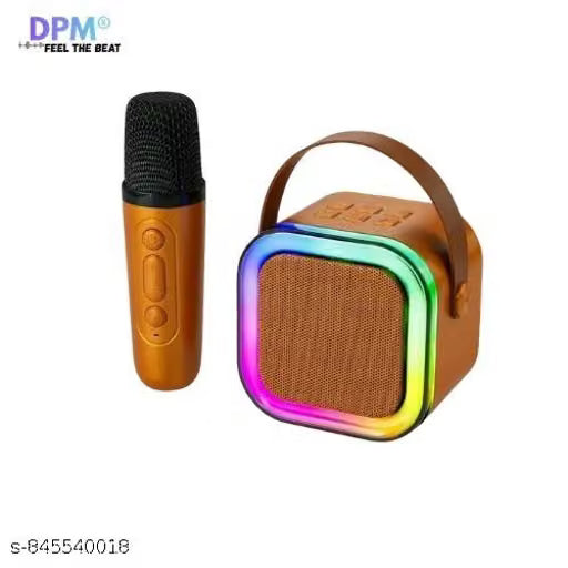 DPM Portable Karaoke Speaker with Mic, Colorful LED Lights, Bluetooth Connectivity, AUX Support